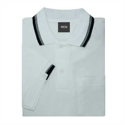 เสื้อโปโลสีขาวขลิบดำ NU Polo ผ้า TK Ring หนานุ่ม สวมใส่สบาย - Image 6