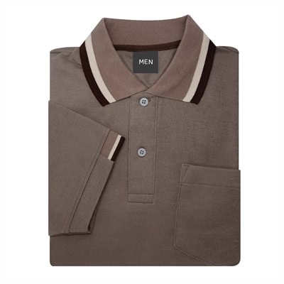 เสื้อโปโลสีน้ำตาลอ่อน NU Polo ผ้า TK Ring หนานุ่ม สวมใส่สบาย - Image 6