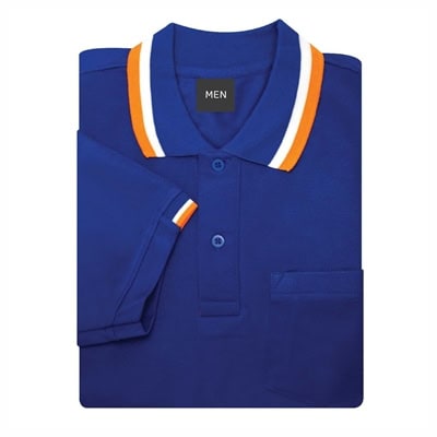 เสื้อโปโลสีน้ำเงินขลิบส้ม NU Polo ผ้า TK Ring หนานุ่ม สวมใส่สบาย - Image 6