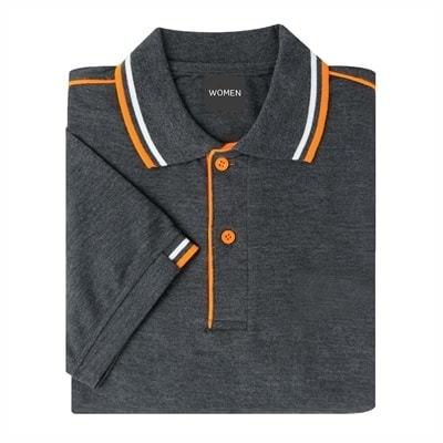 เสื้อโปโลสีเทาท็อปเข้มขลิบส้ม MN Polo - Image 8