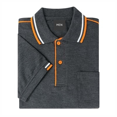 เสื้อโปโลสีเทาท็อปเข้มขลิบส้ม MN Polo - Image 7