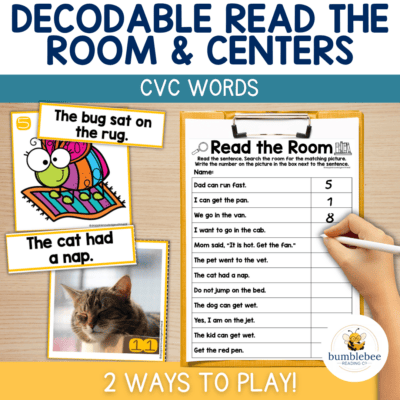 Decodable Read the Room & Centers - Unit 1 CVC Words