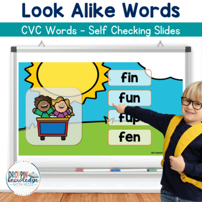Orthographic Mapping - Look Alike CVC Words - Google Slides Self Checking