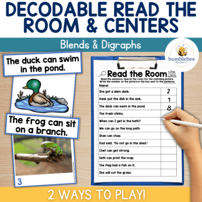 Decodable Read the Room & Centers - Unit 2 Blends & Digraph