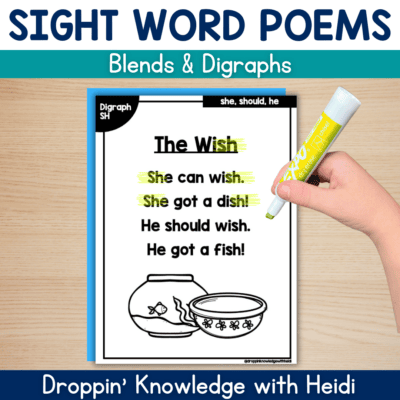 Decodable Sight Word Poems - Blends & Digraphs