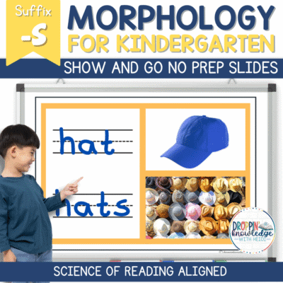 Morphology for Kindergarten - Suffix -S Slides with Decodable CVC Words