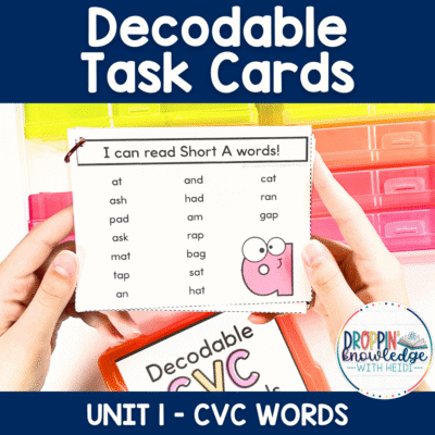 Decodable Task Cards - CVC Words, Phrases, and Sentences!