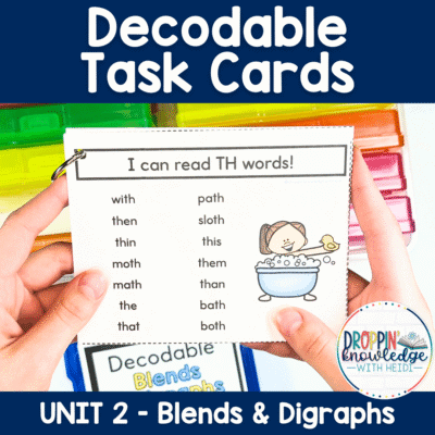 Decodable Task Cards - Blends & Digraphs - Words, Phrases, and Sentences!