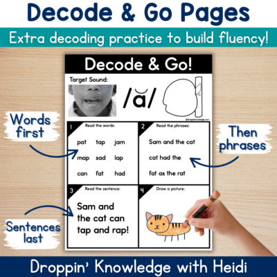 Decode & Go! Quick Skill Practice - Short Vowels CVC Words Decodables