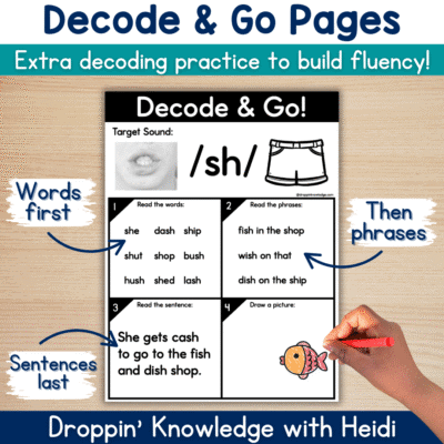 Decode & Go! Quick Skill Practice - Digraphs Phonics Decodables