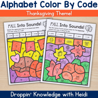 Thanksgiving Phonics Alphabet Color By Code Beginning Sound Uppercase Lowercase