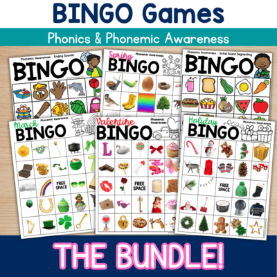 Phonics BINGO BUNDLE! Games for Phonemic Awareness Skills