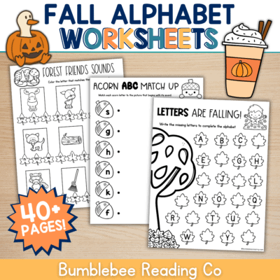 FALL NO PREP Alphabet Beginning Sounds Decodable Worksheets Phonics