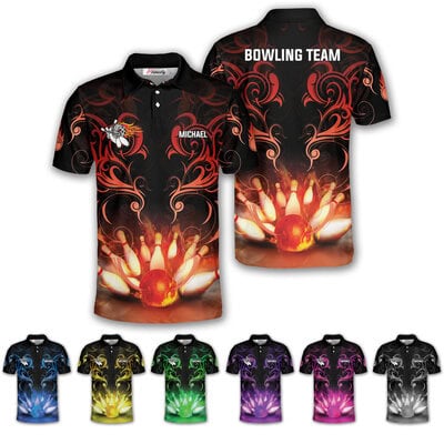 Fire Strike Bowling Shirt for Men | Custom Polo