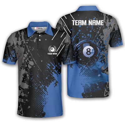 Custom 8 Ball Billiard Paint Splash Polo Shirt for Men