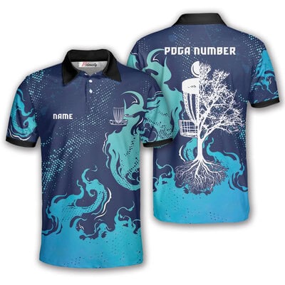 Abstract Line Grunge Pattern Custom Disc Golf Shirt for Men