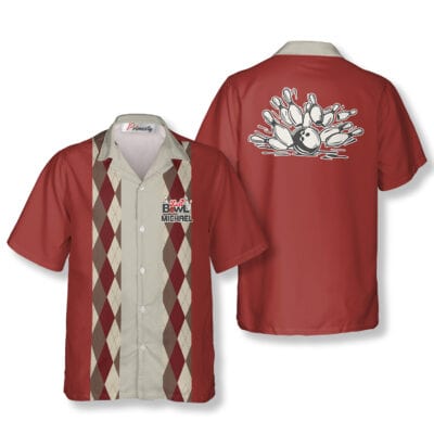 Red Argyle 1950s Custom Bowling Hawaiian Shirt