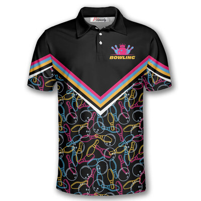 Bowling Pins Pattern Polo Shirt for Men - Sporty Design