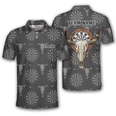 Bull Head Skull Darts Pattern Custom Darts Shirt for Men