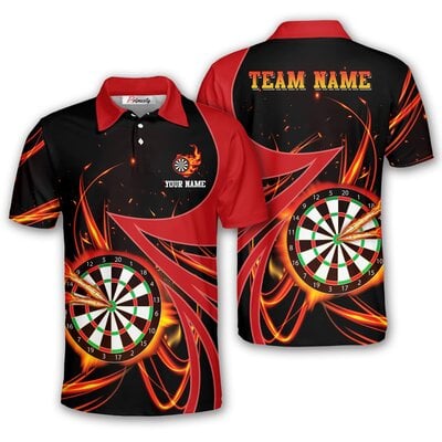 Fire Red Dartboard Custom Darts Shirt for Men