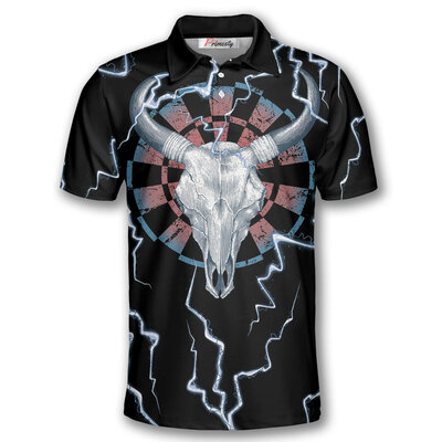 Bullseye Thunder Bull Skull Darts Polo Shirt for Men