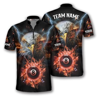 Eagle Billiard Fire Flame Custom Jersey for Men
