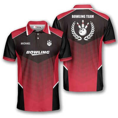 Gradient Red Black Custom Bowling Shirts for Men