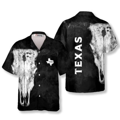 Longhorn Skull Retro Texas Hawaiian Shirt for Men
