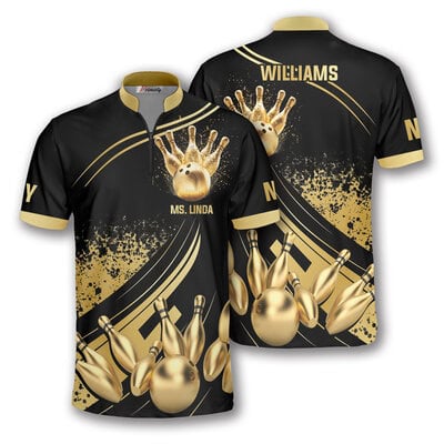 Custom Gold Bowling Jersey for Men - Linda Design