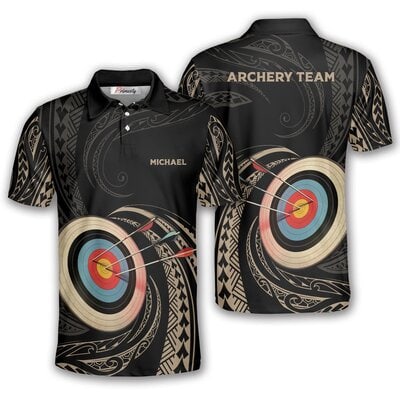 Archery Golden Tribal Custom Polo Shirt for Men