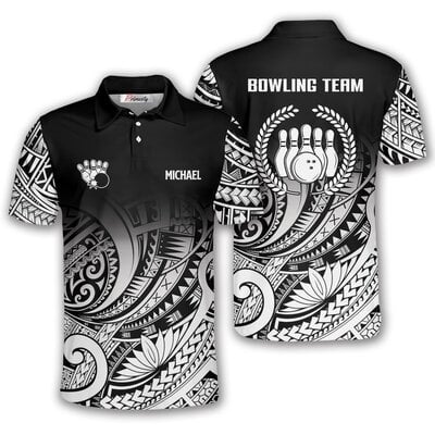 Tribal Bowling Polo Shirt for Men - Nice Strike Design