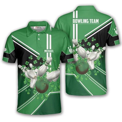 Believe In Luck Saint Patrick's Day Bowling Polo Shirt Men