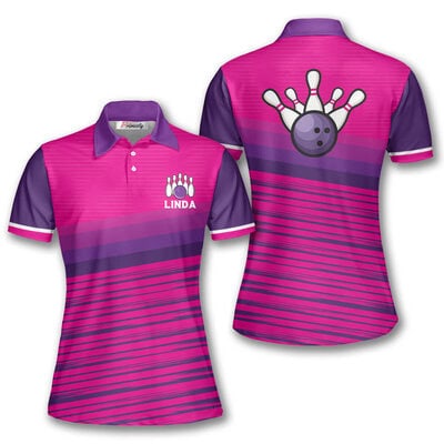 Custom Bowling Shirts for Women - Purple Pink Design