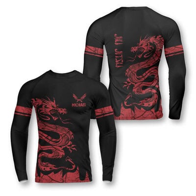 Custom Red Dragon Long Sleeve Jiu Jitsu Rash Guard