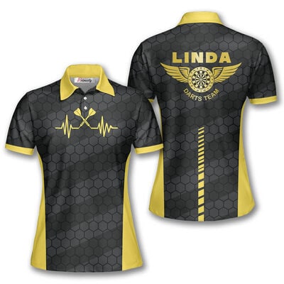 Darts Heartbeat Honeycomb Custom Polo Shirts for Women
