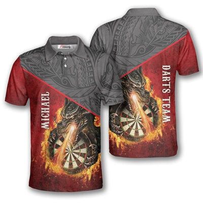 Tribal Dragon Fire Custom Darts Polo Shirt for Men
