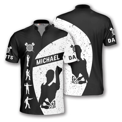 Custom Darts Jerseys for Men - Silhouettes Black White