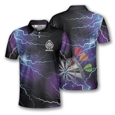 Darts Thunder Lightning Blue Emblem Custom Polo Shirt