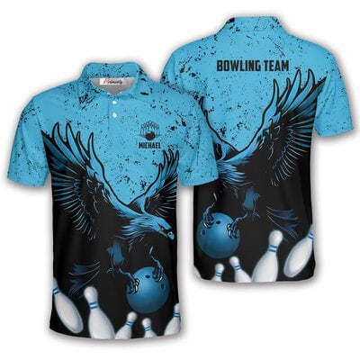 Retro Eagle Bowler Bowling Polo Shirt for Men