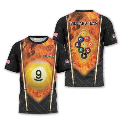 Fire Storm 9 Ball Custom Billiard T-Shirt