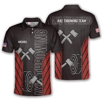 Retro Red Hive Pattern Custom Axe Throwing Shirts For Men