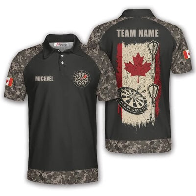Retro Canada Flag Camo Custom Darts Shirt for Men