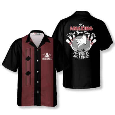 Retro Two Fingers Custom Bowling Hawaiian Shirt