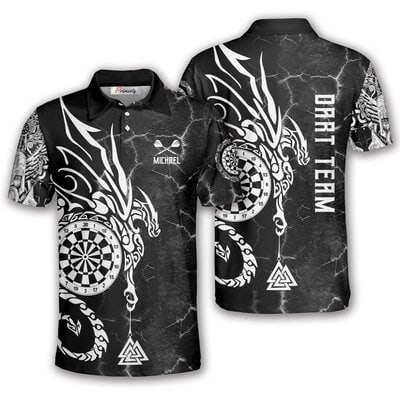 Viking Runes Custom Darts Shirt for Men - Black White