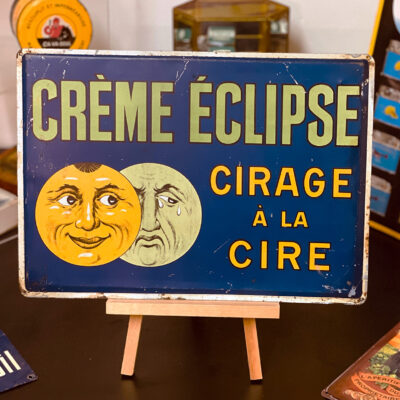 Crème Eclipse - Uraltes Blechschild um 1910 mit interessanter Rückseite