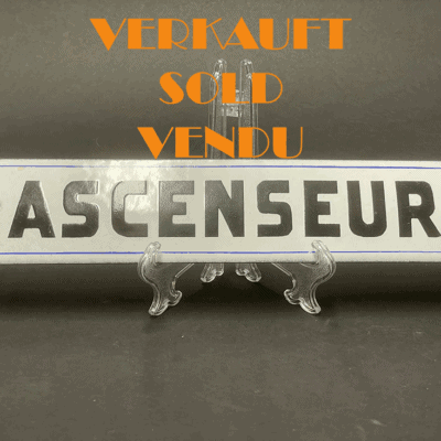 ASCENSEUR (Fahrstuhl, Lift) - Uraltes Emailschild in sehr gutem Zustand (Frankreich)