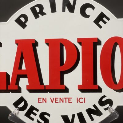CLAPION - Prince des Vins, 1950er Jahre Emailschild (Ausleger, Emaillerie Alsacienne de Strasbourg)
