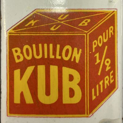 Bouillon KUB, emailliertes Türschild, um 1920 (Email Ed. Jean, Paris)