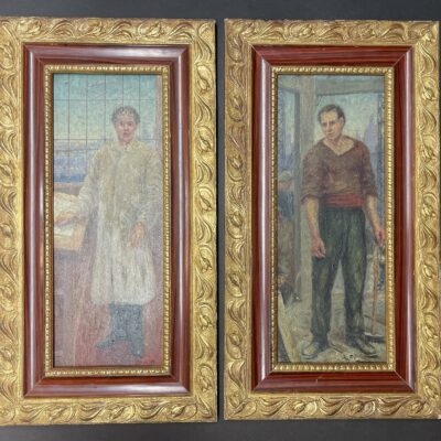 Edouard Voets (Belgien, 1879-1942): Zwei Ölgemälde auf Holz in Originalrahmen, um 1925