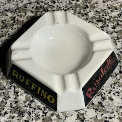 Chianti RUFFINO Rosatello - 1940er/50er Jahre, Keramik-Aschenteller (Made in Italy)